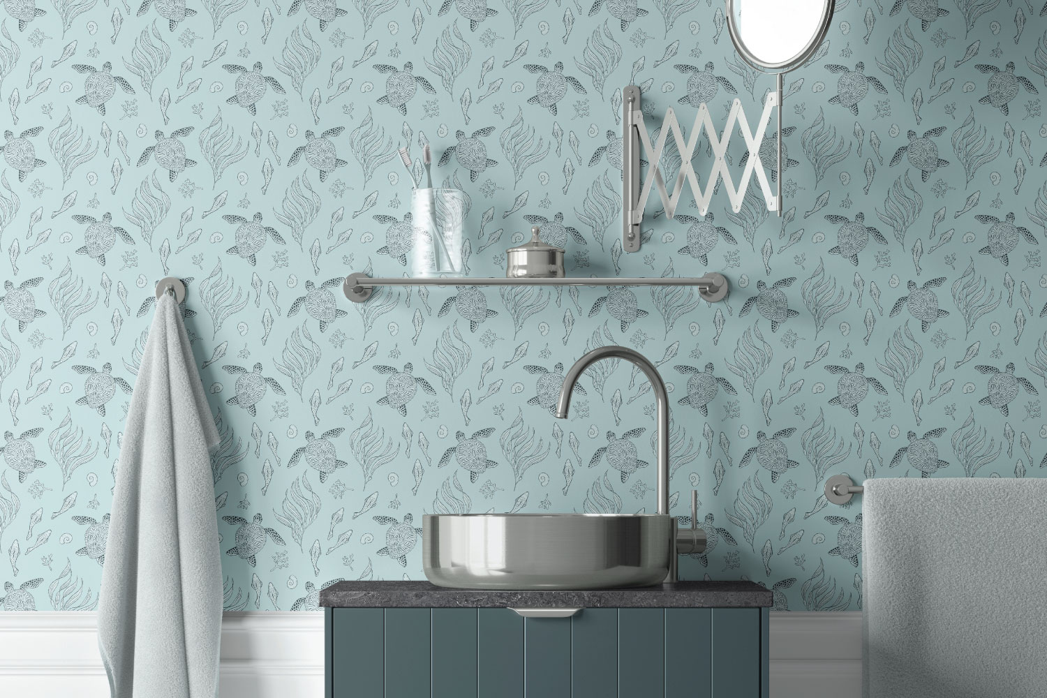 Sea Turtle Wallpaper and Fabric | Judy Beau